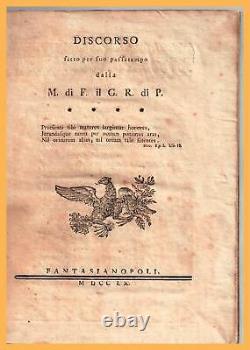 Frederick Le Grand Discorso Prusse. Édition Italienne 1760. Très Rayonnée