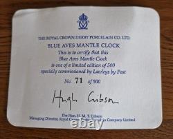 Horloge de Mantle Royal Crown Derby Blue Aves, Édition Limitée, Très Rare, En Boîte
