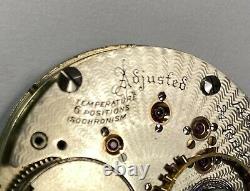 Illinois Bunn Special 24 Jewel 18s Très Rare Drapeau Variante Pocket Watch