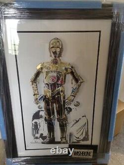 Impression très rare en édition limitée de Jj Adams 'c3po' Star Wars encadrée + Certificat d'authenticité