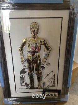 Impression très rare en édition limitée de Jj Adams 'c3po' Star Wars encadrée + Certificat d'authenticité