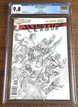 JUSTICE LEAGUE #1 NOUVEAU 52 CGC 9.8 JIM LEE 6ème PT VARIANTE CROQUIS NOIR & BLANC TRÈS RARE GEMME