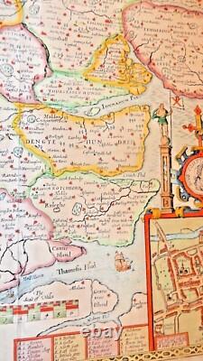 John Speed ESSEX Colchester original TRÈS RARE édition Roger Rea 1662 en vrac