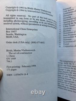 L'ART DE LA COMBINAISON Maxim Blokh TRÈS RARE 1994 Échecs 1ère Édition VG
