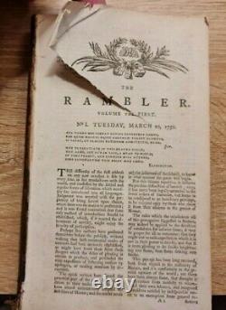Le Promeneur Samuel Johnson 1750 Première Édition Très Rare