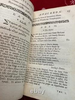 Les œuvres d'Anacréon, ÉDITION TRÈS RARE DE 1735, ANTIQUE, Sappho, Addison