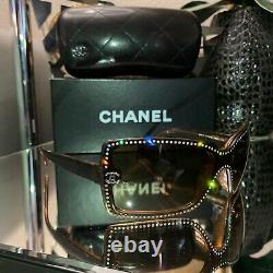 Lunettes De Soleil Chanel Limited Edition Swarovski Crystal 5065-b Brun Très Rare