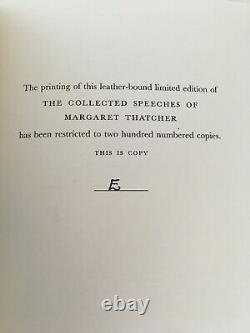 Margaret Thatcher Signé Discours Très Rares Lettre Edition Cuir