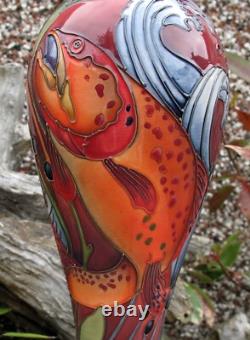 Moorcroft Très Rare FLAMBE TROUT ARC-EN-CIEL 75/10 Vase Édition Limitée 2/2 PRP 895 £