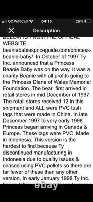 Ourson Beanie très rare de la princesse Diana, 1ère édition