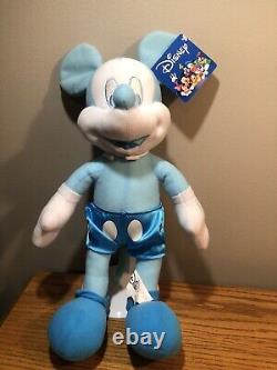 Peluche vintage Mickey Mouse bleu Disney 14 étiquette Jouet-factory Édition spéciale Très rare