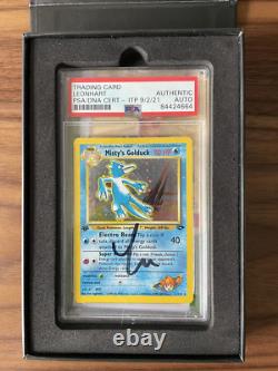 Pokémon Golduck de Misty Première Édition signée + carte en or Leonhart (TRÈS RARE !)