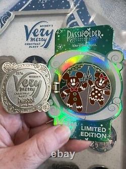 RARE NIB Épingles de la fête de Noël très joyeuse de Mickey Édition limitée 2016 #9/300