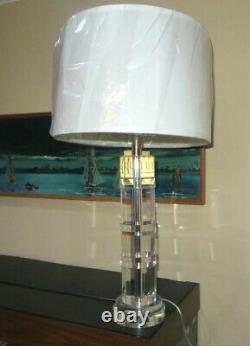 Ralph Lauren Home Edition Limitée Lampe De Table Tall Cut Cristal Très Rare Véritable