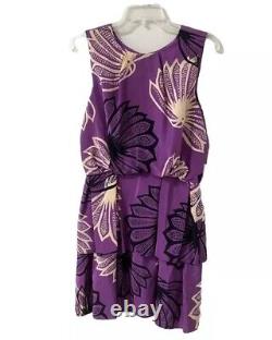 Robe violette imprimée à la main en édition limitée Sariah d'Anthropologie très rare