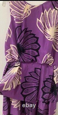 Robe violette imprimée à la main en édition limitée Sariah d'Anthropologie très rare