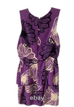 Robe violette imprimée à la main en édition limitée Sariah d'Anthropologie très rare