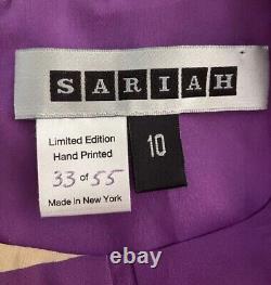 Robe violette imprimée à la main en édition limitée Sariah d'Anthropologie très rare