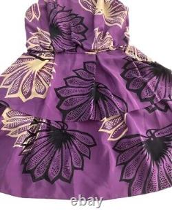 Robe violette imprimée à la main en édition limitée Sariah d'Anthropologie très rare