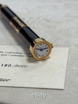 Stylo à bille de calendrier perpétuel Cartier avec horloge à quartz. Édition très rare et limitée.