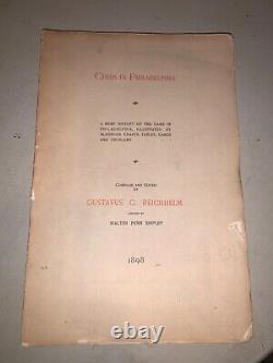 TRÈS RARE PREMIÈRE ÉDITION 1898 Gustavus Reichhelm & Shipley ÉCHECS À PHILADELPHIE