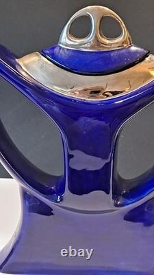 Théière très rare de Gary Seymour, édition limitée 6/10. 2 becs verseurs. Alien. Ton bleu.