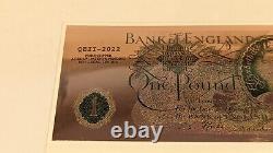 Très Rare Edition Limitée Queen Elizabeth LL Pure Copper One Pound Banknote
