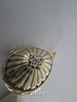 Très Rare Edition Limitée Sarah Faberge Or Pt Argent Oeuf Diamond Pendentif Pearl
