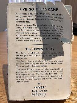 Très rare célèbre première édition des Cinq célèbres de 1948 'Les Cinq vont en camp' avec jaquette, Enid Blyton