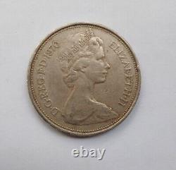 Très rare pièce de monnaie de première édition de 1970 NEW PENCE de la Reine Elizabeth II