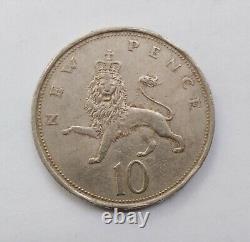 Très rare pièce de monnaie de première édition de 1970 NEW PENCE de la Reine Elizabeth II