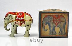 Version très rare des années 1930 B&S Blomer&Schüler en étain à remontage mécanique 'JUMBO' éléphant du cirque