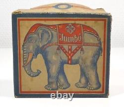 Version très rare des années 1930 B&S Blomer&Schüler en étain à remontage mécanique 'JUMBO' éléphant du cirque