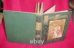 Very Rare Old 1876 Edition Vtg Antique Childs Book Happy Sundays Hard Back Young