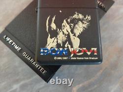 Vtg Très Rare Briquet Zippo Édition Limitée 1996 Noir Mat Groupe Bon Jovi