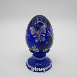 Œuf en cobalt bleu Fenton très rare avec des papillons & édition limitée #22