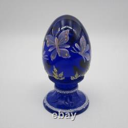 Œuf en cobalt bleu Fenton très rare avec des papillons & édition limitée #22