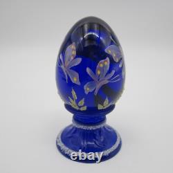 Œuf en cobalt bleu Fenton très rare avec des papillons & édition limitée #22