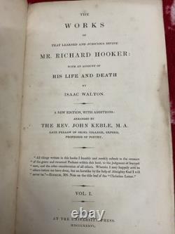 Œuvres de Richard Hooker, John Keble TRÈS RARE ÉDITION DE 1836